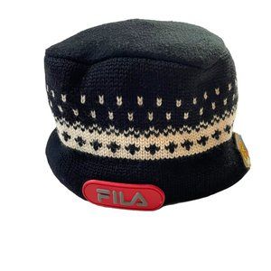 Vintage FILA Rare FISI Logo Knit Wool Winter Bucket Hat Cap Emblem One Size